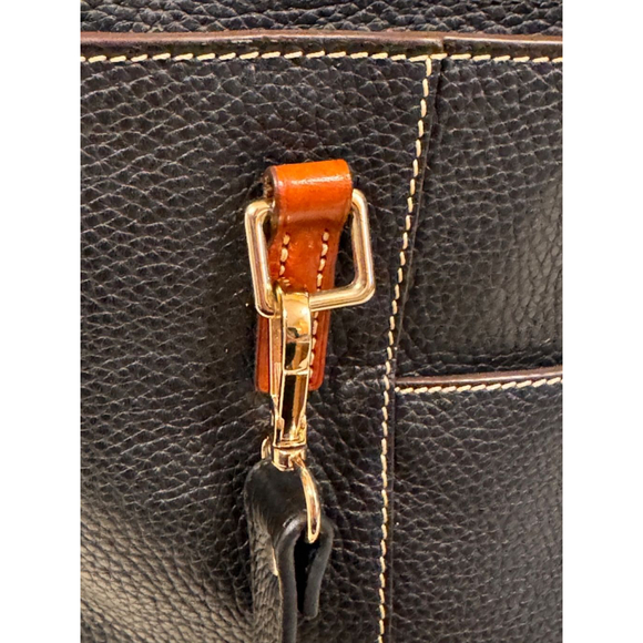 DOONEY & BOURKE LEXINGTON Black Brown Pebbled Leather Shoulder Tote Purse Bag - Picture 12 of 12